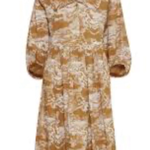 ICHI Chic Women's Midi Dress in Tan and Cream - Picture 6 of 9